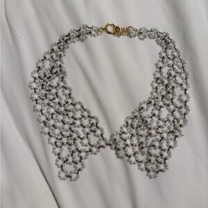 Anthropologie gold pearl collar necklace